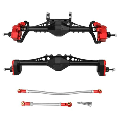 Metal Front and Rear Portal Axle Completes Set with Servo Mount for Axial 1/10 RC Crawler Capra 1.9 UTB AXI03004 AXI03000T1 T2 Buggy F9 Upgrade Parts (red) - color: Red