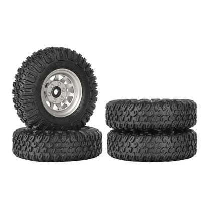 4PCS RC Car 1.55 Inch Tyres Aluminum Alloy Metal Beadlock Wheel Rim and Rubber Tires for 1/10 RC Crawler Car for Axial AX90069 D90 TF2 Tamiya CC01 LC70 MST JIMNY(85mm-10Holes Silver) - color: 85mm-10Holes Silver