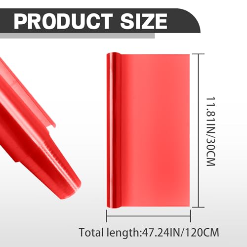 Car Lamp Film 12 X 48inch Cuttable and Stretchability, Non-Marking Self-Adhesive Decals Car Decor, Car Headlight Taillight Fog Lamp Packaging Protective Film, Red - color: Red