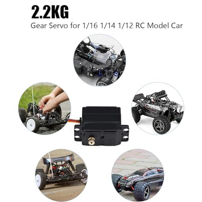 HERCHR Digital Servo, 2.2kg RC Metal Gear Servo Steering High Torque with Screws for 1/16 1/14 1/12 RC Car Model Boat Fixed-Wing Helicopter Airplane Robot Toy