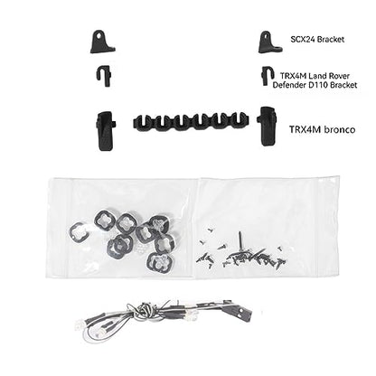 6 LED Lights Roof Lamp Headlights Multi-Function Spot Light Bar Compatible for Axial SCX24 TRX4M 1/24 1/18 RC Crawler Car Upgrade Parts - color: Headlights