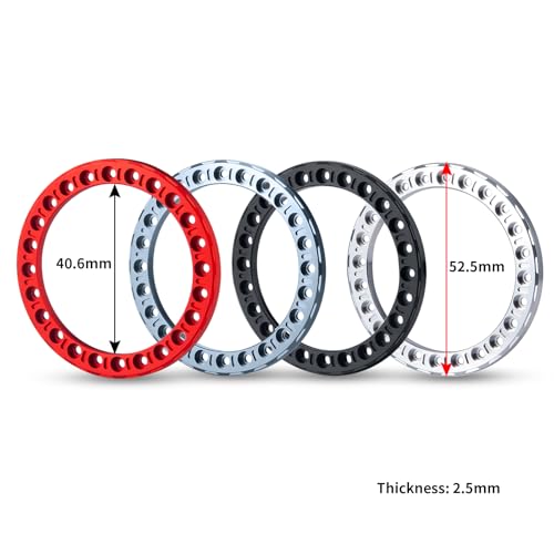 4PCS Aluminum Alloy 1.9" Beadlock Wheel Rings Replacement Wheel Rim Beadlock Ring for 1/10 Scale SCX10 1.9inch Beadlock Wheels Upgrades RC Crawler Car Accessories (Grey) - color: Grey