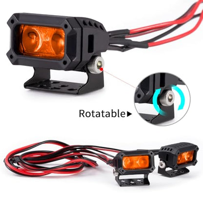 2pcs 18MM Square Led Light Headlight Spotlight for TRX-4 TRX6 SCX10 | 90046 D90 CC01 Wraith Redcat Gen8 1/10 RC Car Upgrade Parts Orange Lamp - color: Orange