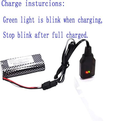 Blomiky 2 Pack 7.4V 1200mAh 8.88Wh Li-ion Rechargeable Battery with Black SM-3P Plug and Cable Replacment for Some Old Version RC Trucks / 1575 Battery 2