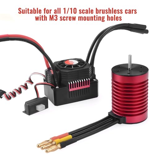 Surpass Hobby F540 3930KV Motor 45A ESC Combo for 1/10 RC Trucks | F540 brushless motor with waterproof ESC, CNC aluminum motor housing multi safety protection - size: 3930KV
