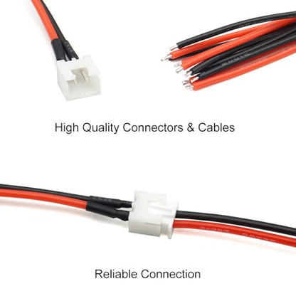 5 Pairs JST-XH 2.54mm 2 Pin 1S Balance Plug Lead Socket Male and Female Connector with 20cm (7.9inch) Silicone Wire Cables for Woodland Just Plug Lights 3D Printer