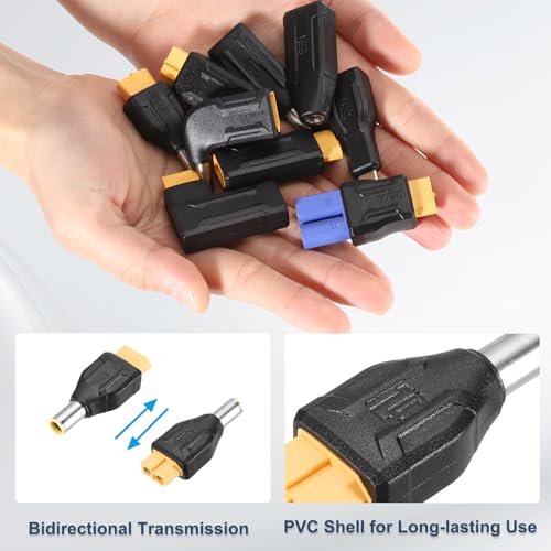 MECCANIXITY 2 Pack XT60 Adapter, XT60 Female to DC7909 Male 7.9 x 0.9mm Wireless Adapter, XT60 Connectors Wireless for Laptop Power Supplies - style: XT60 Female to DC7909 Male