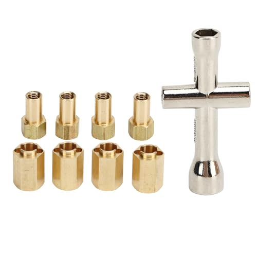 7mm Brass Wheel Spacers for 1/18 RC Crawlers – Weighted Hex Hub Extenders with Cross Wrench, Low CG Upgrade Kit (Gold, 4-Pack)