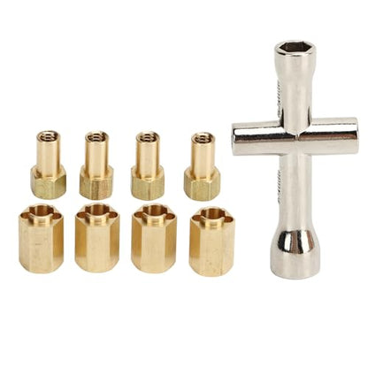 7mm Brass Wheel Spacers for 1/18 RC Crawlers – Weighted Hex Hub Extenders with Cross Wrench, Low CG Upgrade Kit (Gold, 4-Pack)