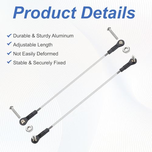 MECCANIXITY 2Pcs Adjustable Turnbuckles Camber Link, 234-244mm Turnbuckle Rod Steering Servo Linkage with M3 Ball Head Rod Ends for RC Car Replace Parts - size: 234-244mm