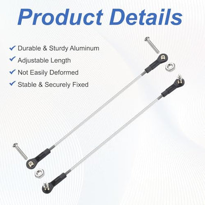 MECCANIXITY 4Pcs Adjustable Turnbuckles Camber Link, 234-244mm Turnbuckle Rod Steering Servo Linkage with M3 Ball Head Rod Ends for RC Car Replace Parts - size: 234-244mm