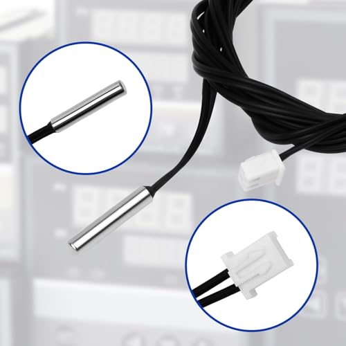 2-Pack 10K Temperature Sensor Probe, 1 Meter Waterproof Temp Sensor Probe, Stainless Steel 3950 NTC Temp Sensor Probe, Digital Temperature Transmitter Extension Cable