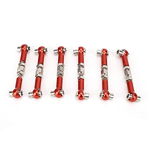 6 Pcs Adjustable Servo Links Tie Rod Set High Precision Aluminum Alloy RC Car Accessories for 1/10 1/12 Buggy Touring Drift Cars Red Purple Black Dark Blue Light Blue (Red) - color: Red