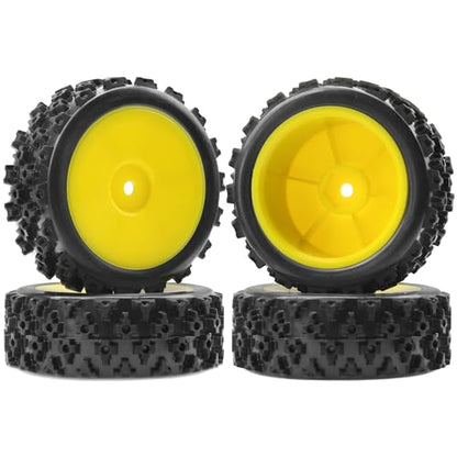 ShareGoo 72mm RC 1/10 On Road Rubber Tires & Wheel Rims 12mm Hex Compatible with Tamiya TT01 Kyosho Fazer Mk2 Traxxas 4Tec 2.0 HSP HPI 1/10 RC On Road Racing & Touring Car(Yellow) - color: Yellow