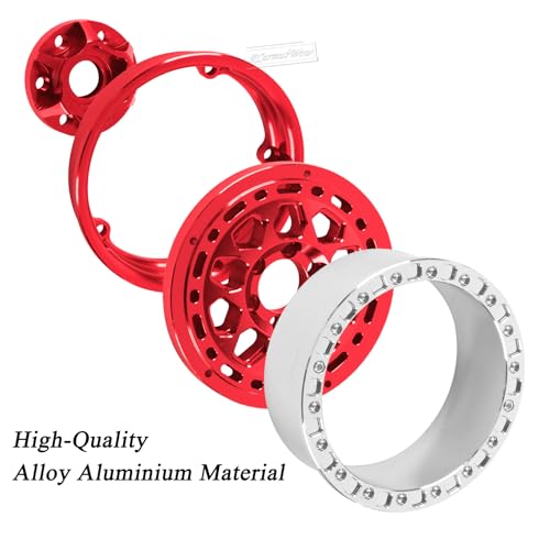 RC Alloy 2.2 Beadlock Wheels for 1/10 SCX10 Capra AMG 6x6 TRX4 Red cat Gen8 Everest Gen7 Pro RC Crawler,Alunium 2.2 Beadlock rc Wheels 2.2 Beadlock Rims,4pcs,Red - color: Red(4pcs)