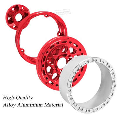 RC Alloy 2.2 Beadlock Wheels for 1/10 SCX10 Capra AMG 6x6 TRX4 Red cat Gen8 Everest Gen7 Pro RC Crawler,Alunium 2.2 Beadlock rc Wheels 2.2 Beadlock Rims,4pcs,Red - color: Red(4pcs)