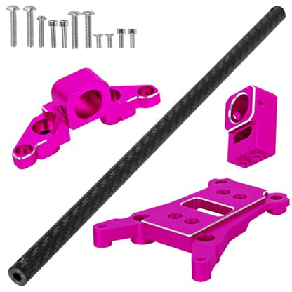 Carbon Fibre Chassis Brace Upgrades Part for 1/10 Rustler 4WD (VXL)/Slash 4X4 LCG(VXL),RC Aluminum Chassis Brace Kit Hops Up, Replace Part#6730,Pink - color: Pink - (Chassis Brace)