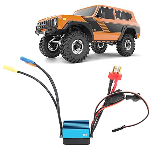 RC 35A Sensorless Brushless ESC, Waterproof Speed Controller for 1/10 1/14 1/16 1/18 RC Car, 4 Poles ESC with Overheat Protection and Splash Proof Design, Compatible with