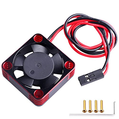 HobbyPark RC Brushless Motor Cooling Fan ESC Cooling Fan for RC Car 1/8 1/10 1/12 Scale 540 550 Brushless Motors (Black-Red) - color: Black-Red