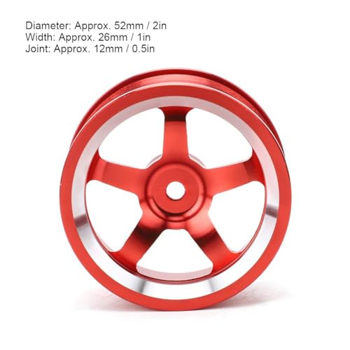 HERCHR RC Wheel Hub, 4Pcs Aluminum Alloy Wheel Rim Hub Accessory Parts for HSP94123 1/10 RC Drift Crawler Car - color: Red