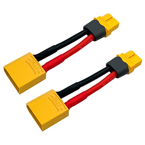 XT60 to XT90 Adapter Cable, 12AWG XT60 Male and Female to XT90 Connector Cable for RC Lipo Battery FPV Racing Drone Portable Power Station - style: XT60H to XT90