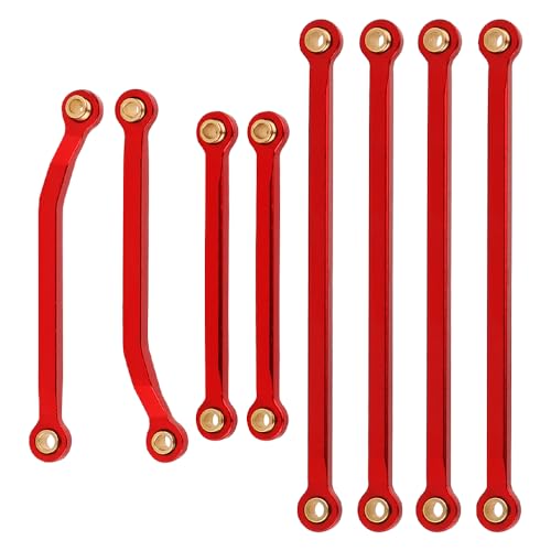 TRX4M Metal High Clearance Chassis Link Rods Linkage Set for TRX-4M K10 High Trail Pickup 1/18 RC Off-Road Crawler Original Stock Upgrade Parts (red) - color: Red