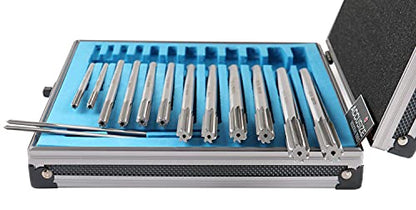Accusize Industrial Tools Chucking Reamer Set, 0.1240" to 0.5010", 14 Pc | HSS M2 Premium, Straight Flute, Right Hand Cut, ANSI, Aluminum Case, 5528-SX00 - size: Over & Under Size 0.1240"-0.5010"
