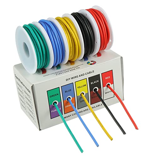BOJACK 16 AWG Flexible Silicone Wire Electric Wire Hook up Wire Kit 300V Cables with Plus 20 φ4mm Heat Shrink Tubings and a Mini Wire Stripper(5 Colors 13.12Ft Each Color, 16AWG) - size: 16 AWG Silikondraht