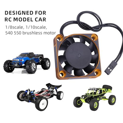 Motor Cooling Fan RC Model Heatsink 16000RPM ESC Cooling Fan for RC Car Truck Buggy Crawler 1/8 1/10 Scale 540 550 Brushless Motor (Black-Gold) - color: Black-Gold