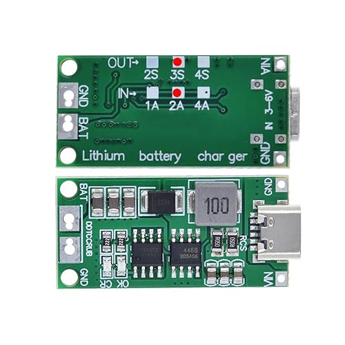 HiLetgo 2pcs Multi-Cell 2S 3S 4S USB-C to 8.4V 12.6V 16.8V (3S 2A) Step-Up Boost LiPo Polymer Li-Ion Charger Board 7.4V 11.1V 14.8V 18650 Lithium Battery Boost Module Type-C - style: 3S 2A