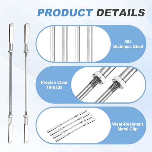 MECCANIXITY 4 Pcs Metal Clip Pushrod Connector Linkage, 304 Stainless Steel M3 Threaded Rod with Metal Clip for RC Plane Fixed Wing Aircraft DIY Models Parts, 154mm/6.06" - size: M3 x 154mm