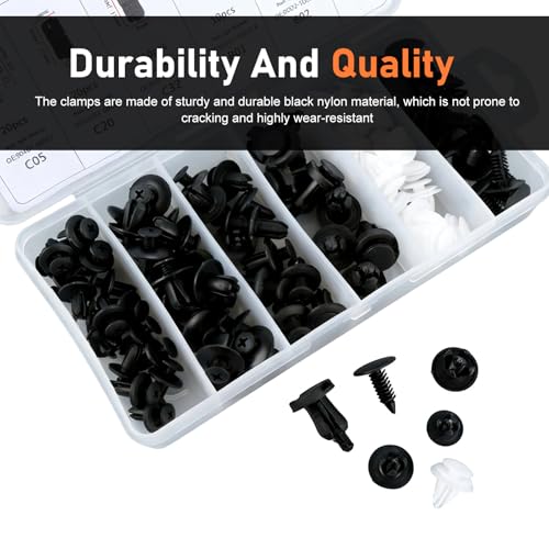 100 PCS Car Bumper Retainer Clips, 6 Sizes Bumper Push Fasteners Rivet Clip Kit with Removal Tool, Auto Door Panel Push Pin, Body Trim Fixed Clip, Universal for Most Cars, Trucks, SUVs