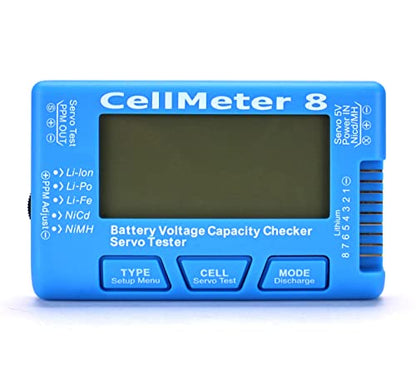 RC CellMeter 8 Digital Battery Capacity Checker Battery Voltage Tester LCD Backlight for LiPo Life Li-ion NiMH Nicd