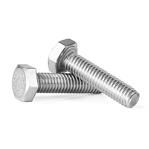 M5-0.8 x 10mm Heavy Duty Hexagon Bolts Hex Head Screws, 304 Stainless Steel, Metric Machine Fully Thread, Bright Finish, 50PCS - size: M5-0.8 x 10mm(50PCS)