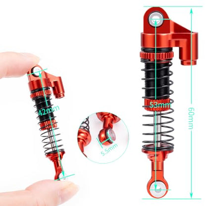 53mm RC Shocks Front & Rear Shock Absorber, #A Red | Upgrade Parts, For Redcat 1/18 Ascent-18, Rock Crawler Car - color: #A Red