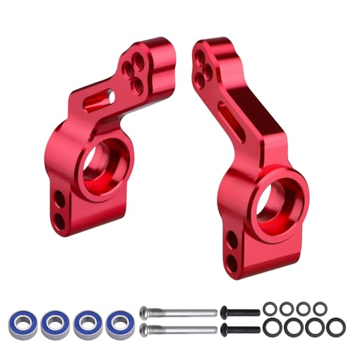 Aluminum Rear Stub Axle Carriers with Ball Bearings Upgrade Parts for 1/10 Traxxas Slash 2WD, Stampede, Rustler VXL, Replaces 3752 (Red) - color: Red