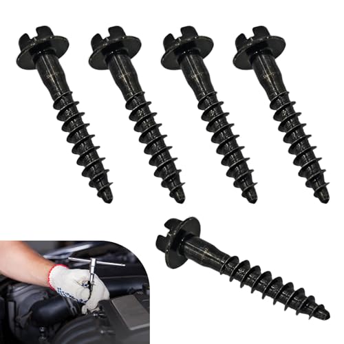 5PCS Air Box Screw, Steel Anti-Slip Air Box Housing Retaining Bolts, BAS01003 Screws, Replacement OEM# 11549031 6509605AA, Compatible with Dodge Pontiac (Black)