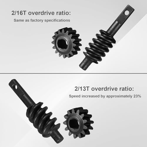 4pcs 2/13T & 2/16T Axle Overdrive Worm Gear Set for 1/30 Axial SCX30, Steel Front & Rear Axle Upgrade Parts for RC Crawler Performance