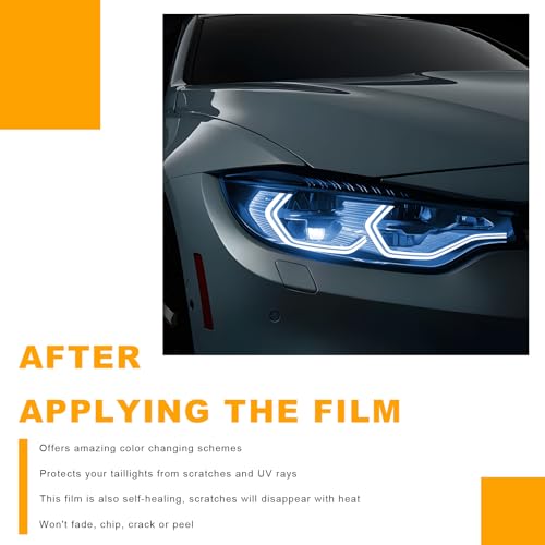 Car Headlight Vinyl Film, 48"×11.8" Self-Adhesive Car Headlight Tint Sticker with Squeegee & Cutter, Waterproof Wrap Film Roll for Vehicle Headlights Taillights Fog Lights (Drak Blue) - color: Drak Blue