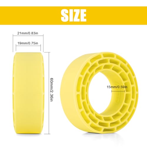 INJORA Silicone Rubber Inserts for 68-72mm 1.3" Tires, Yellow, 1370 - color: Yellow