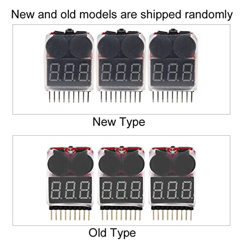 Lipo Battery Voltage Tester Low Voltage Alarm Buzzer Checker 2 in 1 RC Accessory for 1 8S Lipo Li ion LiMn Li Fe Batteries Plastic Shell Durable 3Pcs Set