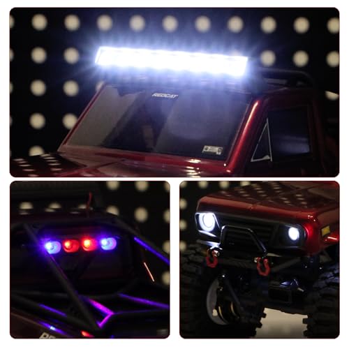 LED Light Kit for Redcat Ascent-18 with Headlights & Light Bar | RC LED Spotlight Roof Light Bar Headlight Taillight for 1/18 Crawler Redcat Ascent-18 Model Cars Upgrades