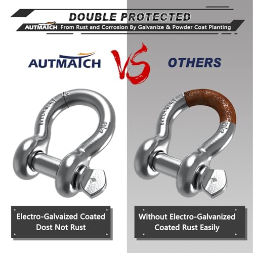 AUTMATCH 3/4" D Ring Shackles (2-Pack) - 41,887 lbs Break Strength | Clevis Shackle with 7/8" Pin & Isolator Washer Kit for Tow Strap, Winch, Towing & Off-Road Vehicle Recovery, Silver - color: Silver