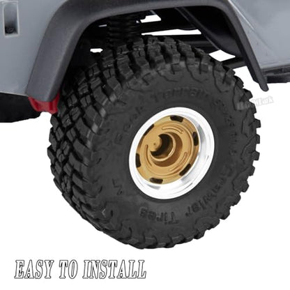RC 1.0 Wheels and Tires for 1/18 TRX4M,1/24 SCX24 RC Crawler Car,RC Aluminum Wheel Rims & Rubber Tires w/Foam Inserts,RC 1.0 Off Road Buggy Rally Wheels and Tires,Bronze - color: Bronze - (4pcs Bailuchi Tires)