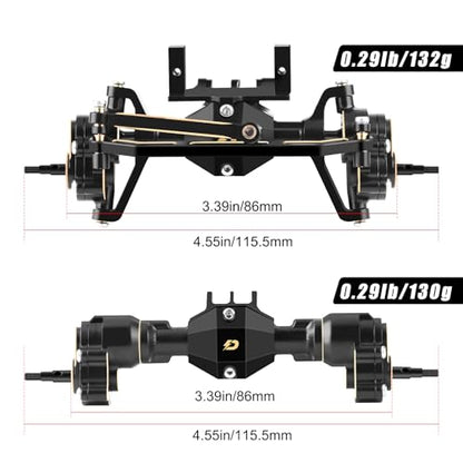 Brass Portal Axle Set for 1/18 Redcat Ascent-18 | Steel Gears, Servo Mount, Steering Links, Front & Rear Axles Included, RC Crawler Upgrades