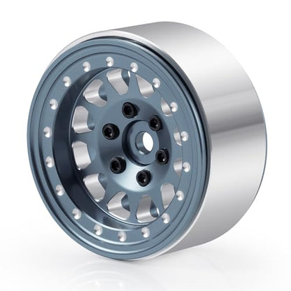 RCLIONS Aluminium 1.3" RC Beadlock Wheel Hub Rims for 1/24 1/18 TRX4M AXIAL SCX24 RC Crawler Car Upgrade Parts (Titanium) - color: Titanium