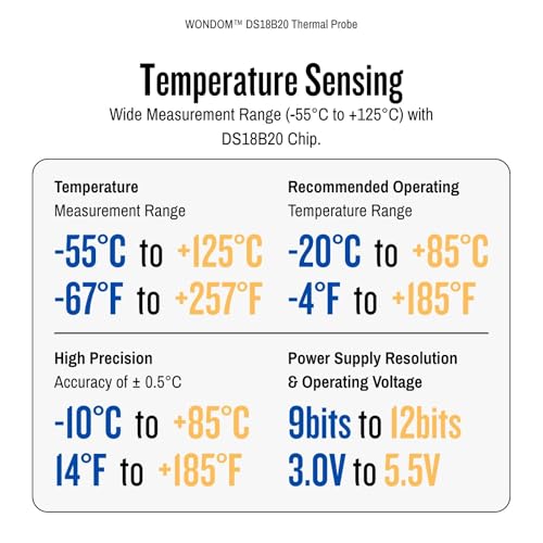 3m / 120'' / 10ft DS18B20 Digital Stainless Steel Waterproof Temperature Sensor for Arduino and Raspberry Pi - 1pc