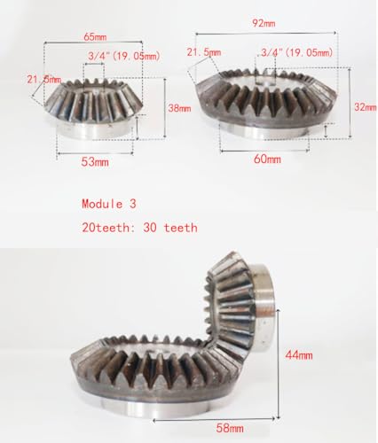 2pcs/Set, 3/4 "Inner Hole. Modulus 3, 20Teeth: 30 Teeth. Bevel Gear 90 Degree Bevel Gear, 1 to 1.5 Bevel Gear