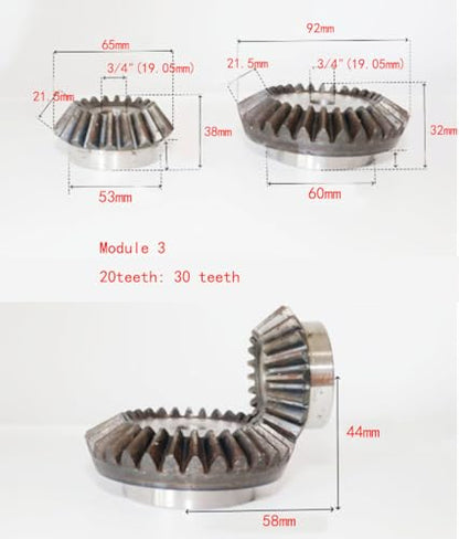 2pcs/Set, 3/4 "Inner Hole. Modulus 3, 20Teeth: 30 Teeth. Bevel Gear 90 Degree Bevel Gear, 1 to 1.5 Bevel Gear