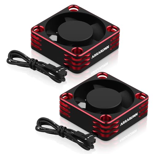 2Pack RC Car Motor Cooling Fan Heatsink 28000RPM Brushless ESC Cooling Fan | RC Cooling Fan for RC Car 1/8 1/10 540 550 Motor (Black+Red) - color: Black Red 2Pack